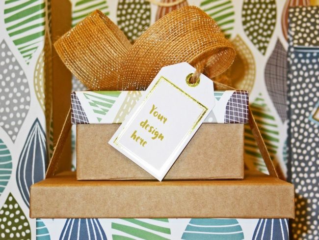 Gift Bow Box Card Mockup