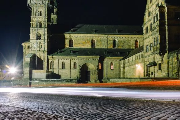 Dom Square at night in Bamberg, Germany