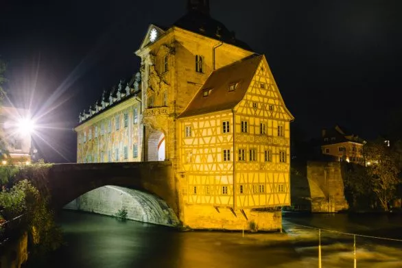 Altes Rathaus at night in Bamberg, Germany