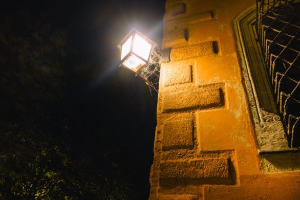Street lamp on a vintage wall