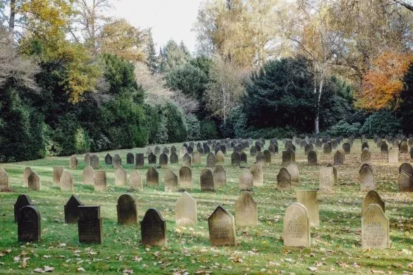 World War I cemetery on an autumn day