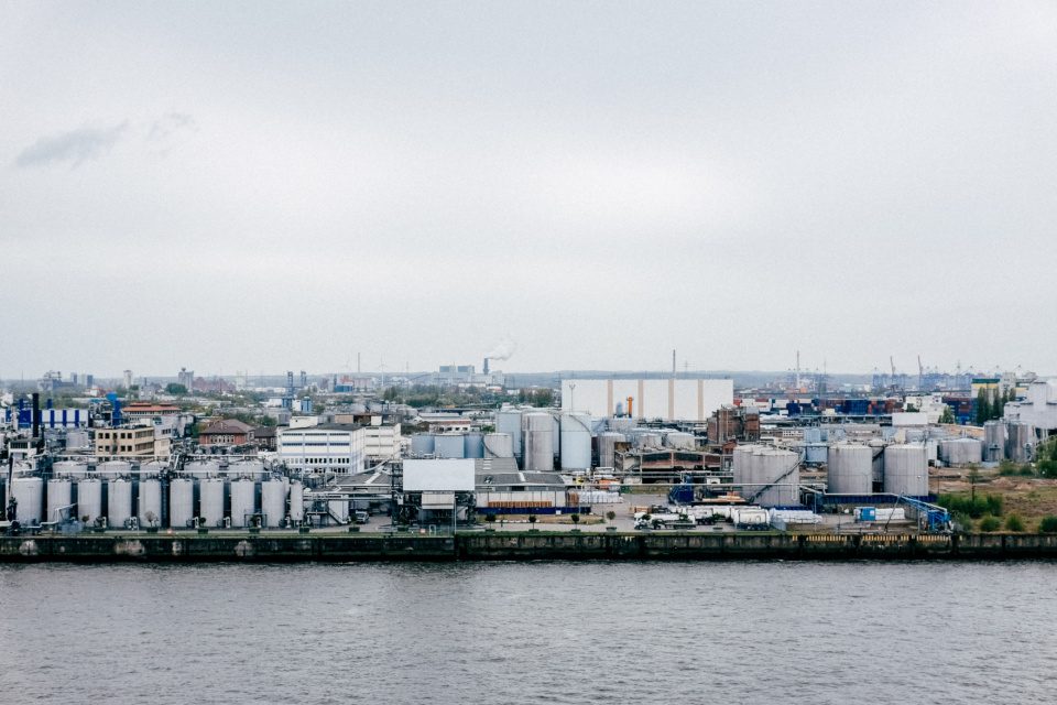 Industrial port of Hamburg Germany