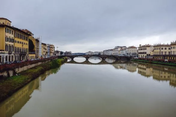 Arno river and a bridge in Florence, Italy
