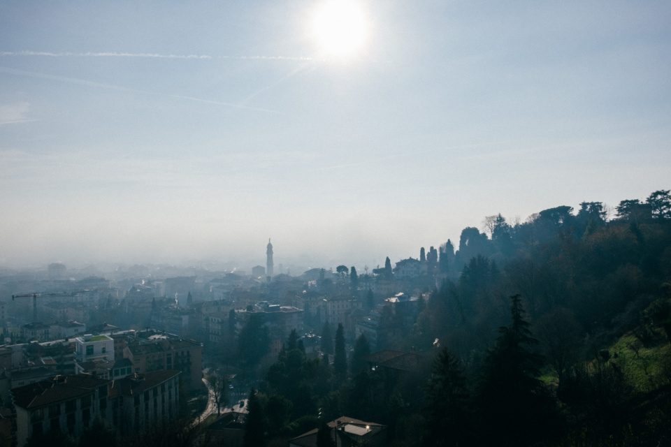 Panoramic view of a city of Bergamo, Italy