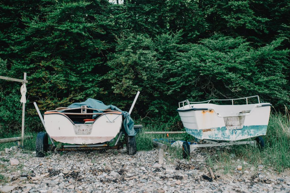 Old boats on beach