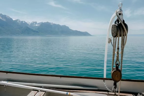 Detail of a boat on lake Geneva
