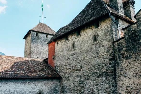 Fortress walls inside Chillon Castle