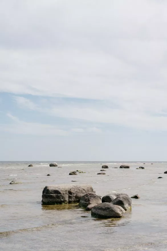 Stones in sea in Kaltene, Latvia