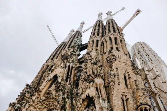 Construction of La Sagrada Familia towers in Barcelona