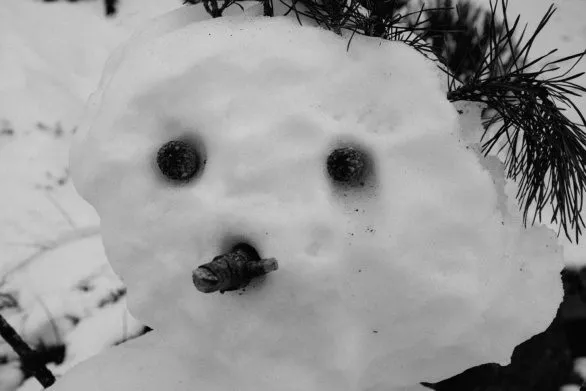 Creepy snowman close-up