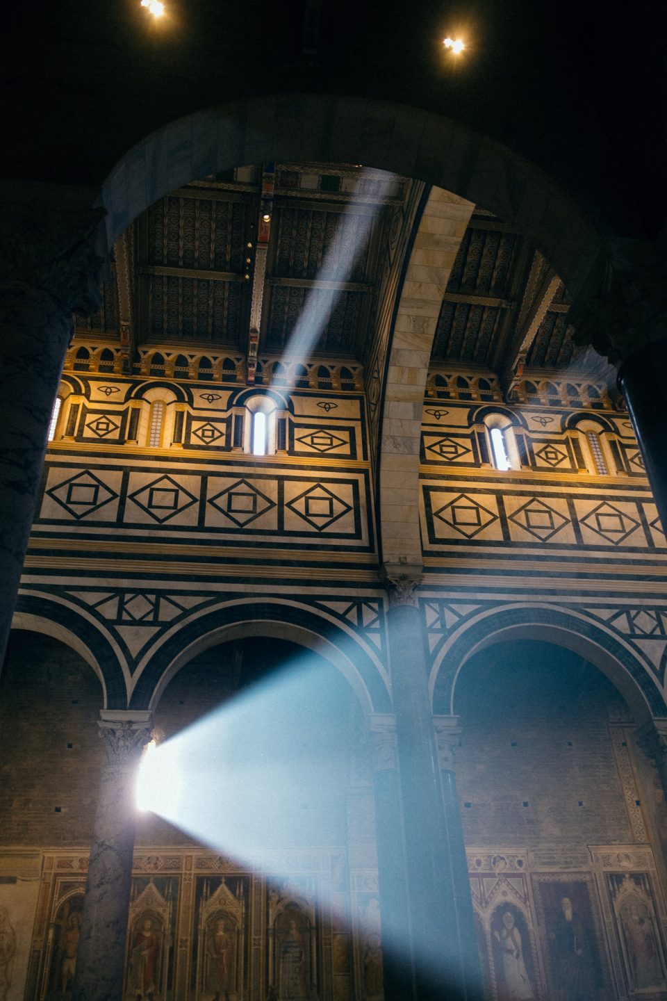 Streaming light in a church in Bergamo, Italy