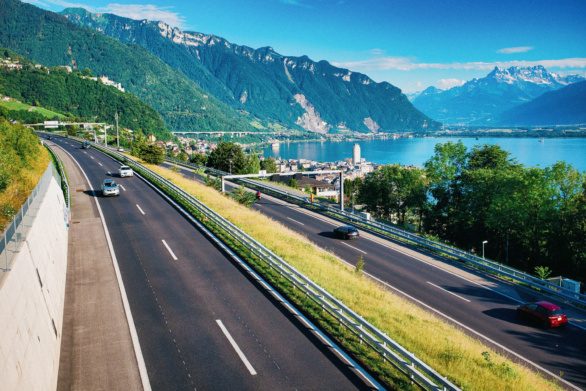 Highway in Switzerland near Montreux
