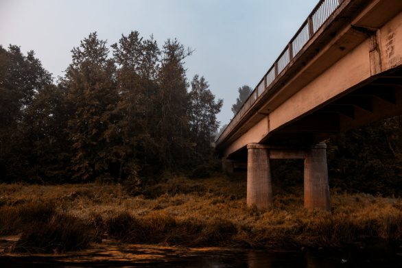 Barta River and Bridge in Rural Kurland, Latvia