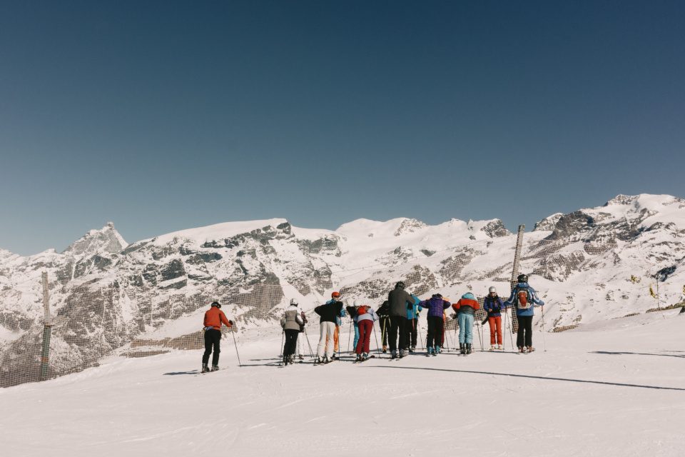 Group of skiers in Alps