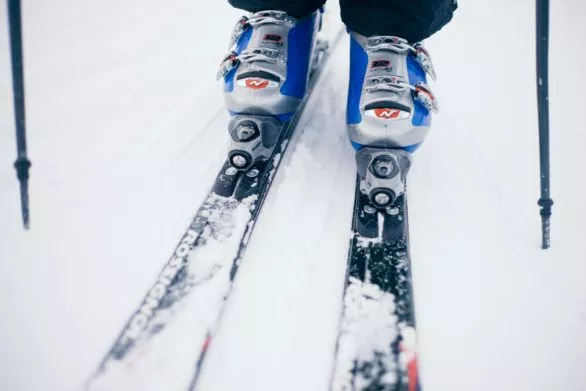 Pair of skis on snow