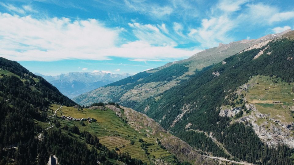Breathtaking view of Valais valley in Switzerland