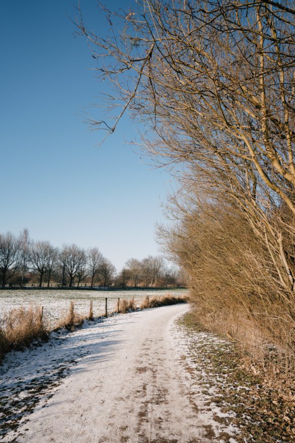 Country footpath in winter