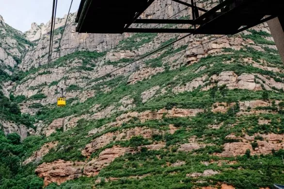 Cableway in the mountains of Montserrat, Spain