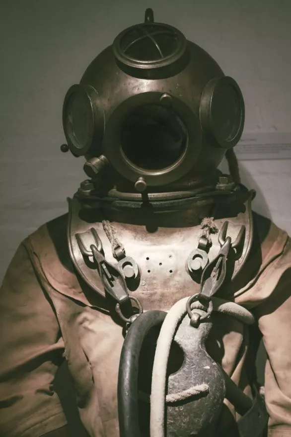Old diving suit with helmet