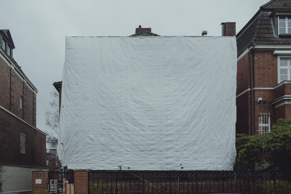 White canvas on the house