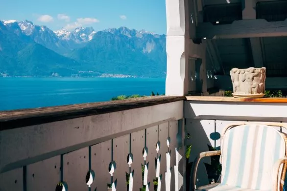 Balcony overlooking Lake Geneva