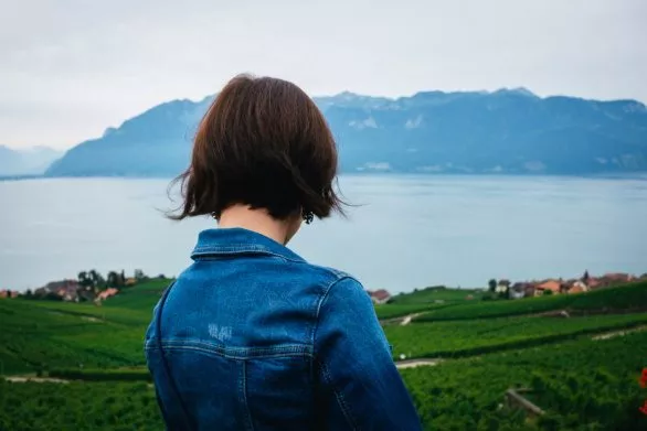 Tourist in the Lavaux vineyards