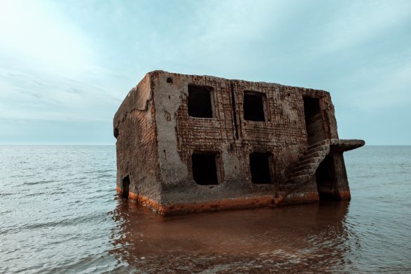 Ruins of a building at sea