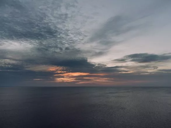 Drone photo of sunset at sea