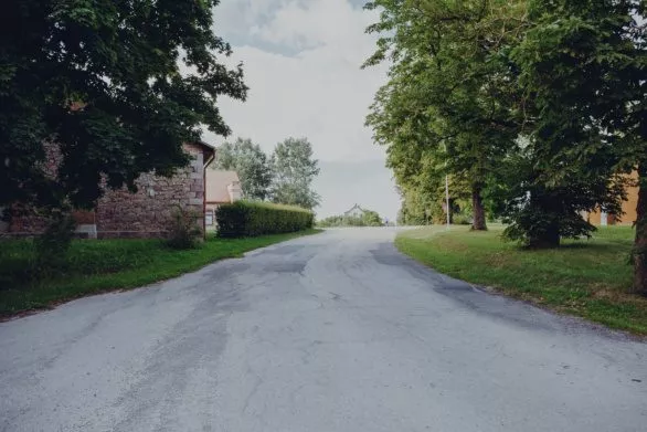 Village road in Mezotne, Latvia