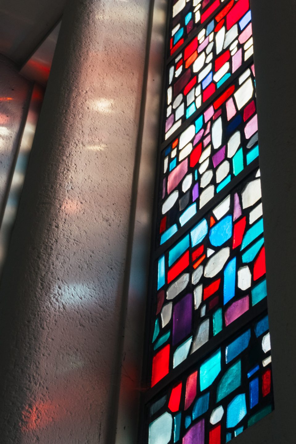 Colored vertical stained glass windows