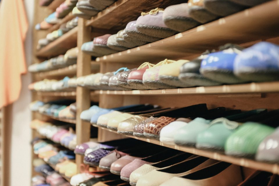 Espadrilles stand in Barcelona, Spain