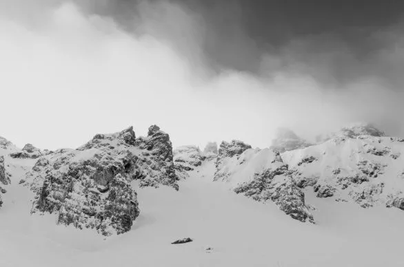 French Alps in black and white