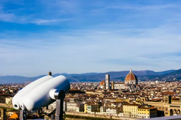 Tourist binoculars in Florence, Italy