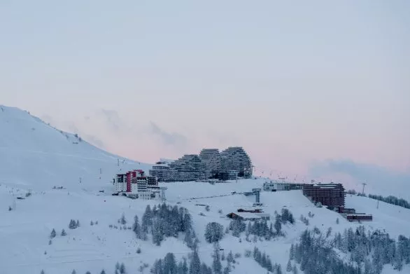 La Plagne ski resort early in the morning