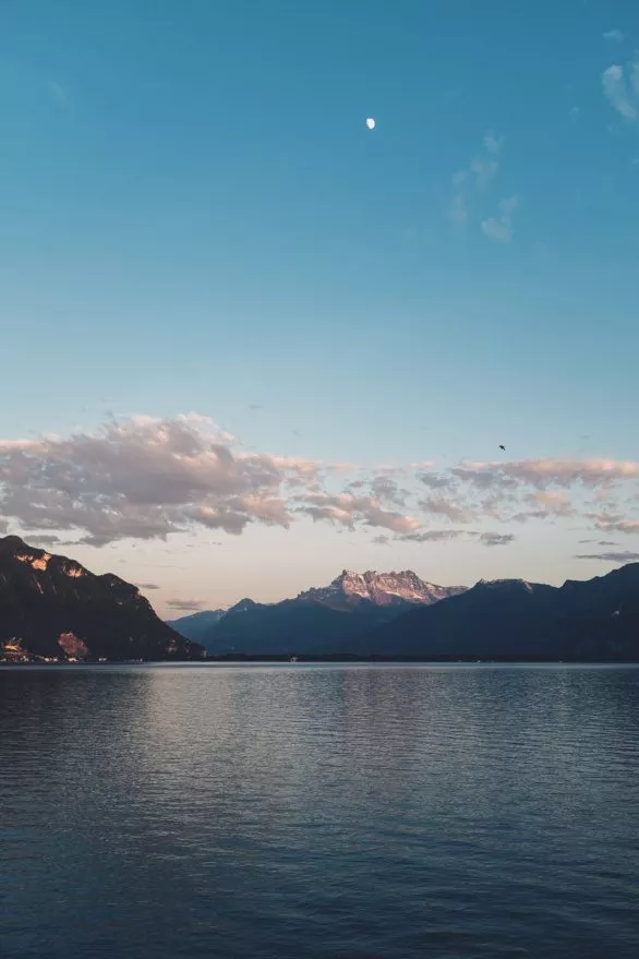 Lake Geneva and moon