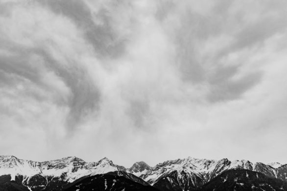 Austrian alps in black and white