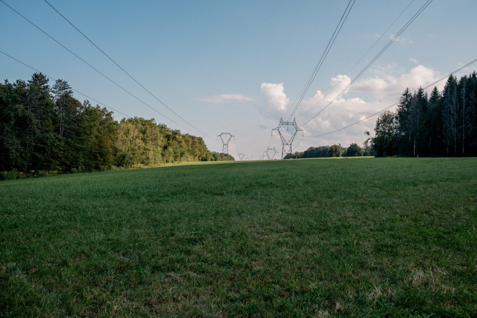 High voltage wires in the countryside