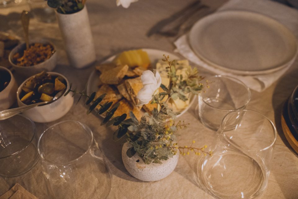 Appetizers and tableware on a festive table
