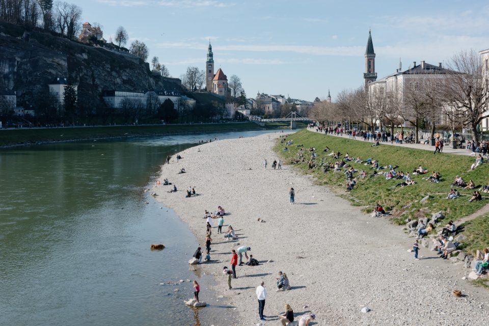 River Salzach in Salzburg, Austria
