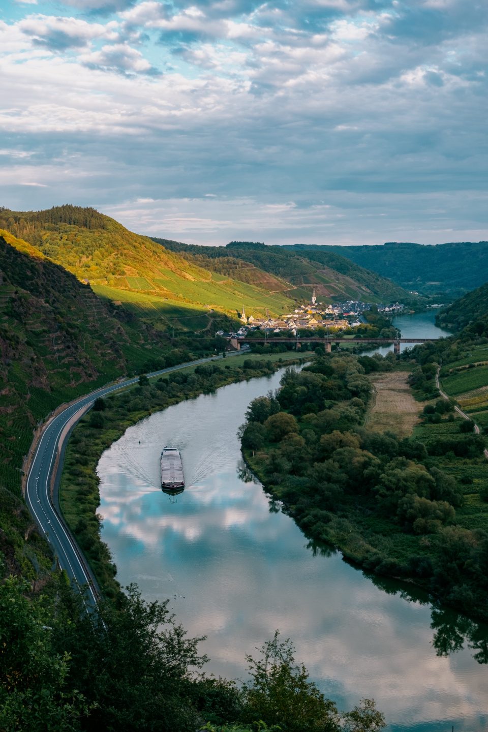 Barge cruising on Moselle River
