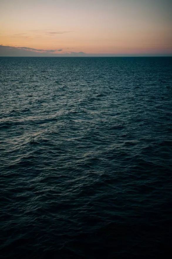Dark sea surface at sunset