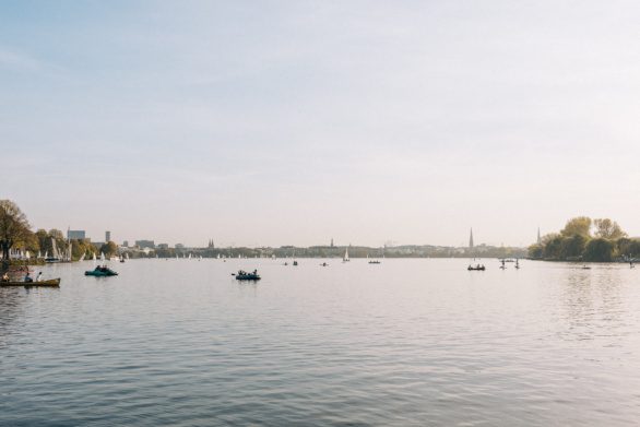 Boats on Alster in Hamburg, Germany