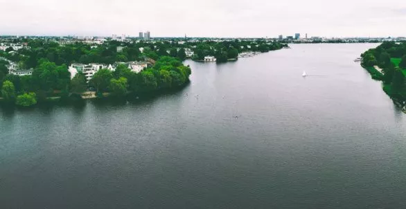 Aerial View of Alster, Hamburg