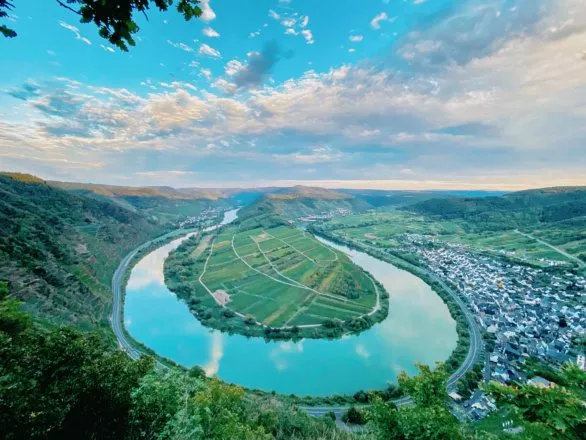View of the river, vineyards and the Moselle Valley