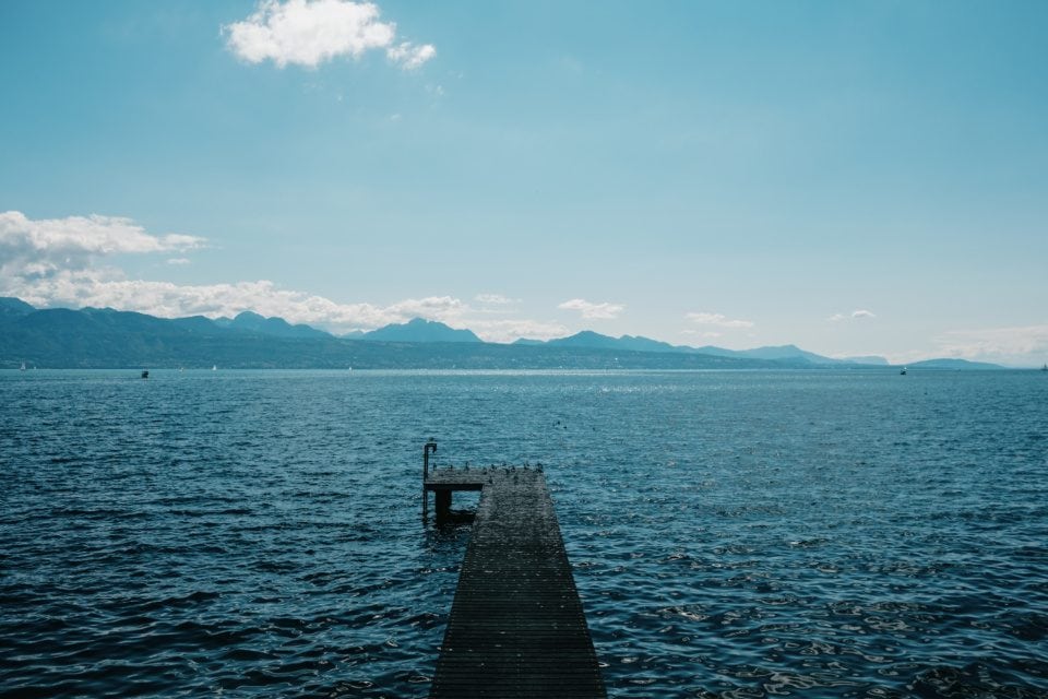 Pier on Lake Geneva near Lausanne, Switzerland