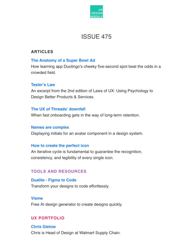 UX Design Weekly Newsletter