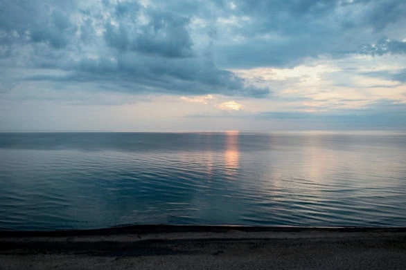 Beautiful sunset over the Baltic Sea in Jurkalne, Latvia