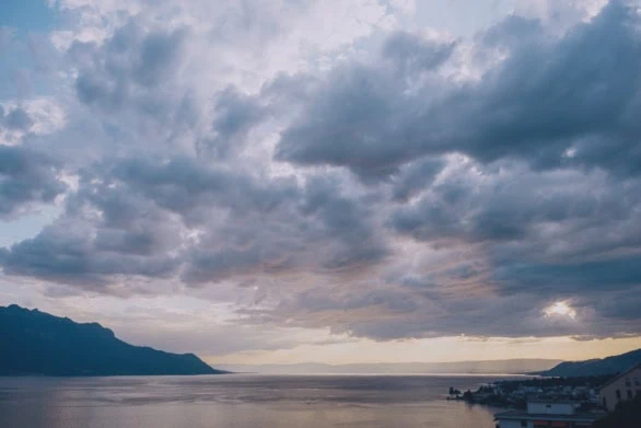 Evening cloudscape over Lake Geneva