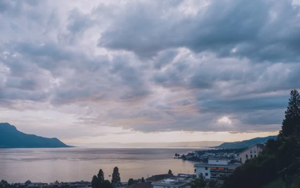 Evening cloudscape over Lake Geneva