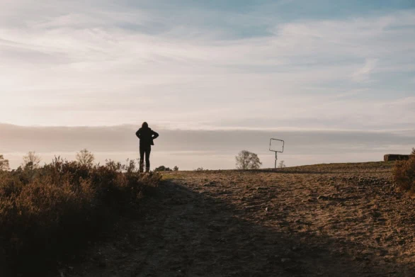Lonely Silhouette on Airfield